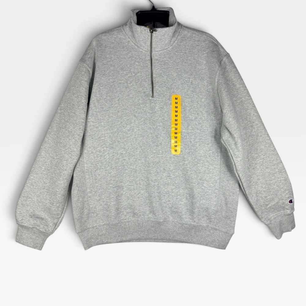 Champion Quarter Zip Sweatshirt Mens M Gray Mock Neck Fleece Pullover NWT